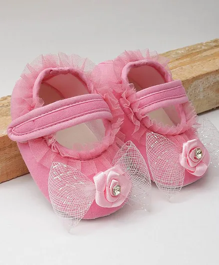 Daizy Shimmer Bow Detailing Booties - Baby Pink