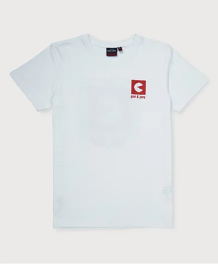 GINI & JONY Half Sleeves Brand Name Print Tee - White