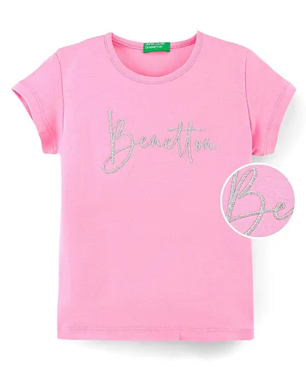 UCB Half Sleeves T-Shirt Text Print - Pink