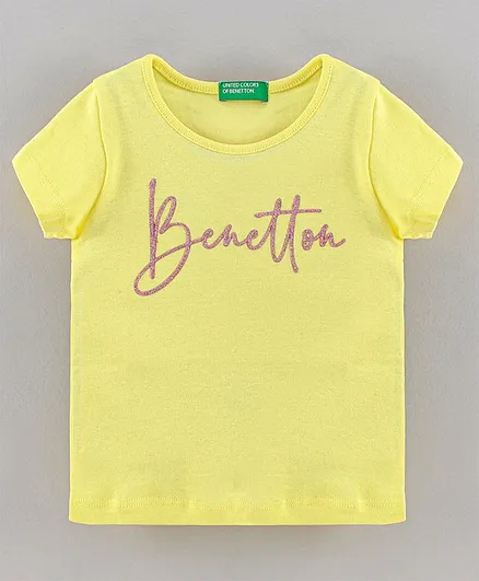 UCB Half Sleeves T-Shirt Text Print - Yellow