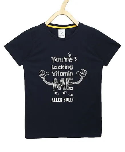 Allen Solly Juniors Half Sleeves Tee Text Print - Blue
