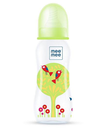 Mee Mee Feeding Bottle Green - 250 ml (Shape and Print May Vary)