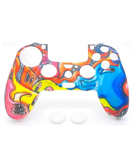 TMG Silicone Protective Skin Case Printed Cover for PS4 Controller with Thumb Grips - Multicolor