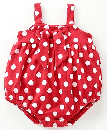 Babyhug 100% Cotton Sleeveless Onesies Polka Dot Print - Red
