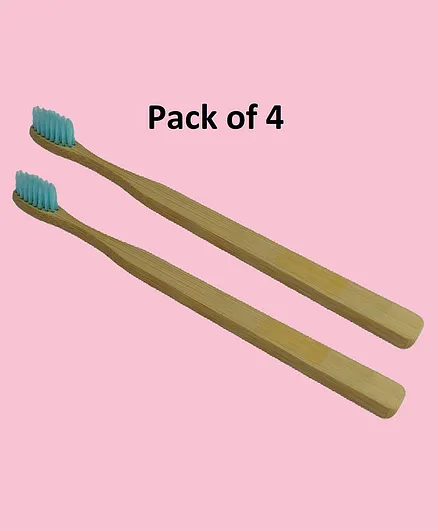 Enorme Wooden Slim Eco-Friendly BPA Free Brush Bamboo Toothbrush Pack of 4 - Brown