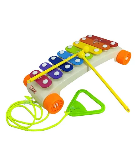 FunBlast Xylophone with Wheels & Sticks - Multicolour