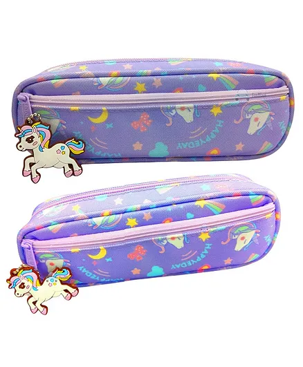 FunBlast Pencil Pouches Unicorn Design- Purple