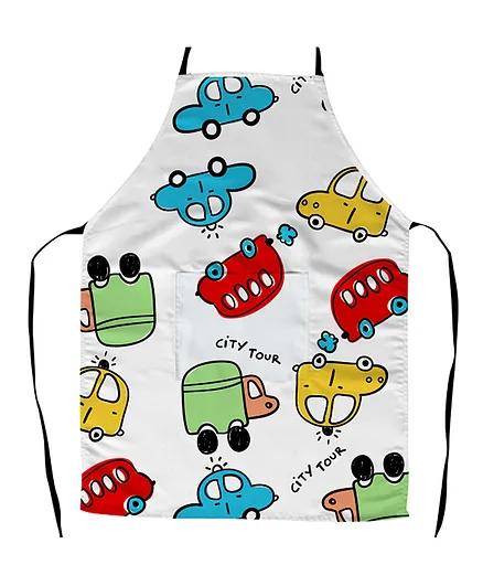 Right Gifting Satin Apron For Kids With Adjustable Waist & Centre Pocket - White