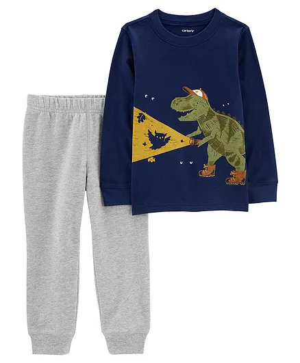 Carter's 2 Piece Dinosaur Jersey Tee & Jogger Set - Navy Blue