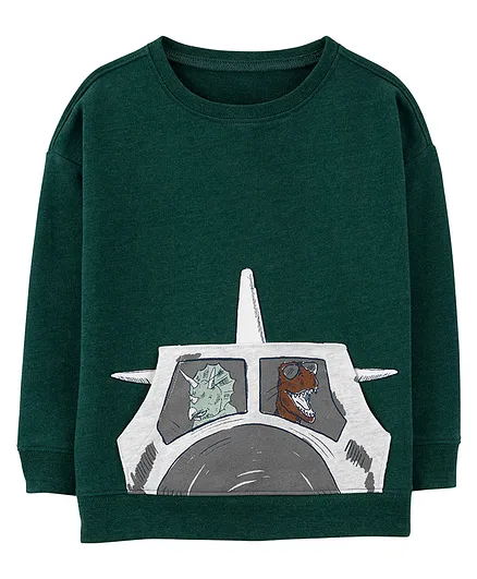 Carter's Airplane Crew Neck Sweater - Green
