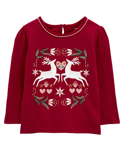 Carter's Christmas Reindeer Jersey Tee - Red