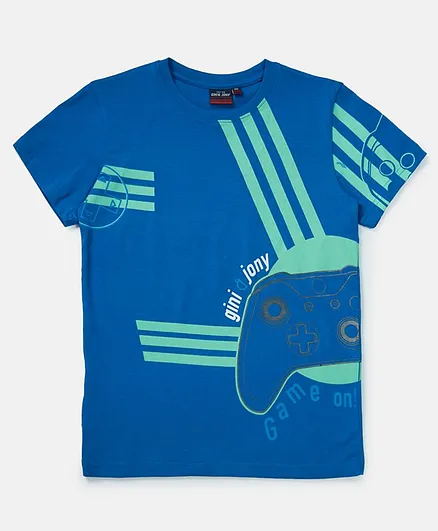 Gini & Jony Short Sleeves Printed T Shirt - Blue