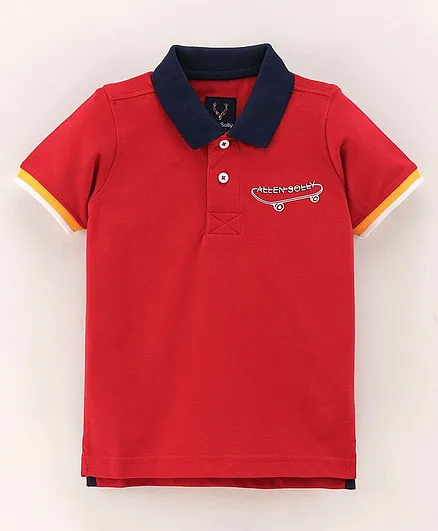 Allen Solly Juniors Half Sleeves T-Shirt Logo Patch - Red