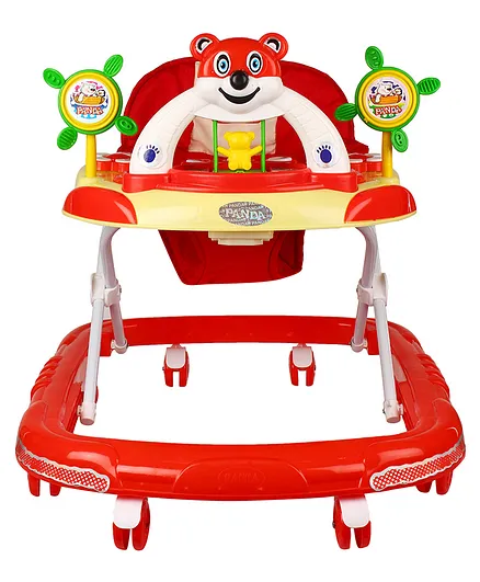 Goyal's Baby Musical Walker - Foldable & Height Adjustable - Red (Made in India)