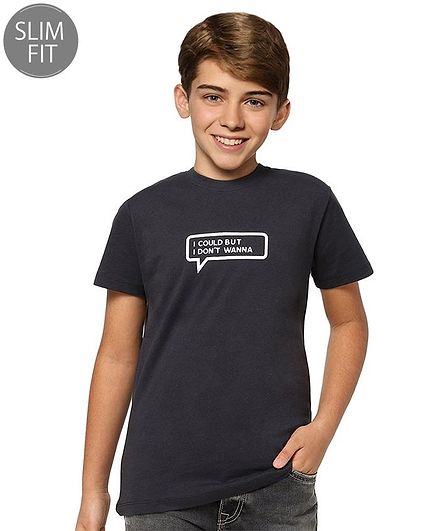 Jack & Jones Junior Half Sleeves T-Shirt Text Print - Black