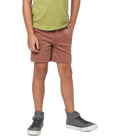 Jack & Jones Junior Mid Thigh Solid Shorts - Brown