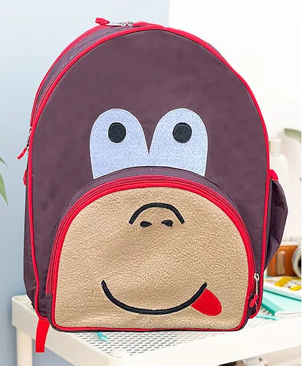 SNM Kevin Monkey Waterproof School Bags Brown - 15 Inches