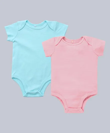 Kadam Baby Set of Two Half Sleeves Solid Onesies - Blue Pink