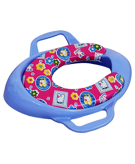 Clever Fox Cushioned Toilet Seat with Handle - Blue
