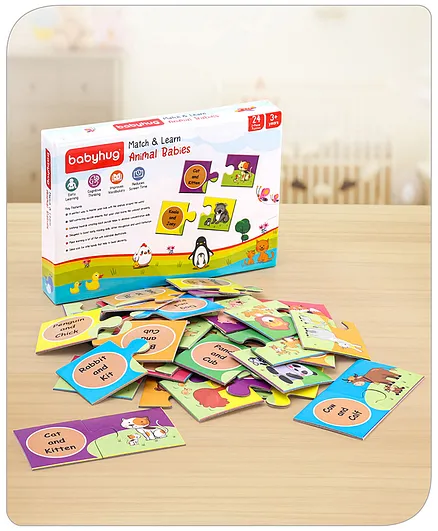 Babyhug Match & Learn Animal Babies Puzzle Multicolour - 24 Pieces