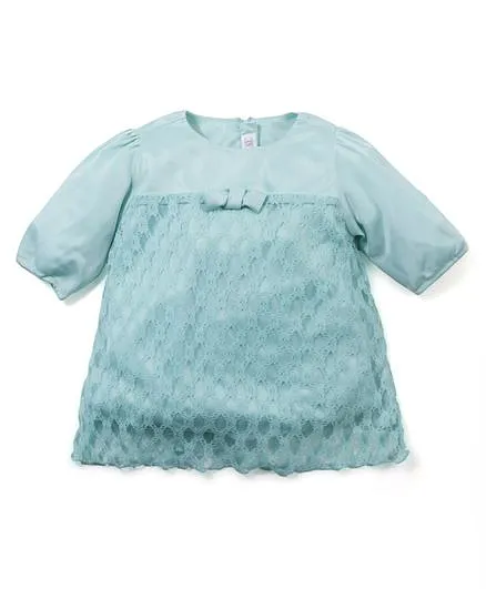 M&M Long Sleeves Netted Top - Sea Green
