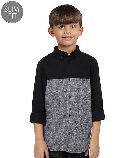 Jack & Jones Junior Full Sleeves Cotton Printed Slim Fit Shirt - Black