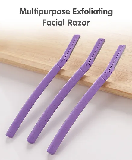 Facial Razor Makeup Tool Pack of 3 Purple - Length 15.5 cm