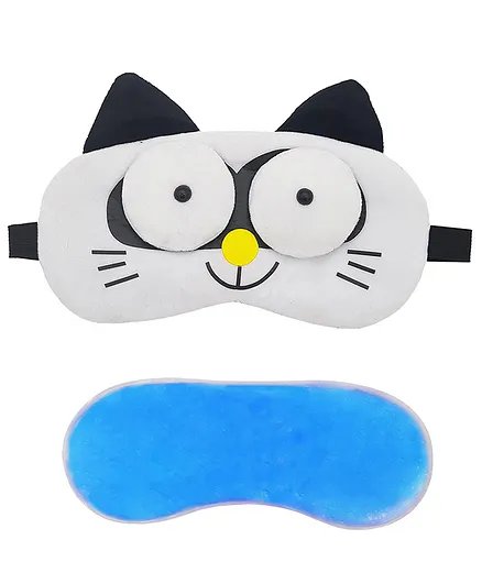 Jenna Cute 3D Cat White Sleeping Eye Shade Mask Cover With Cooling Gel - White