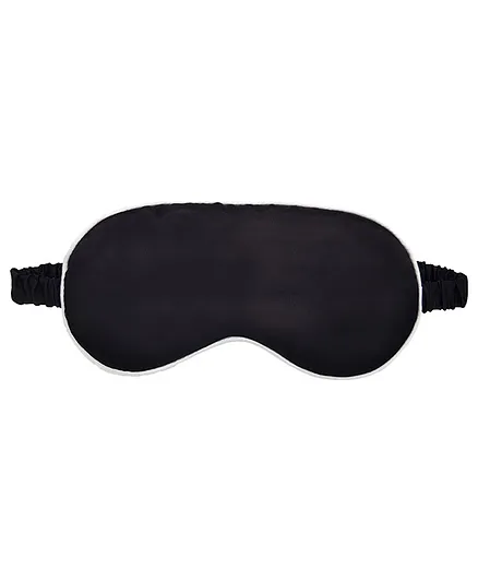 Jenna Silk Plain Black White Sleeping Eye Mask With Cooling Gel