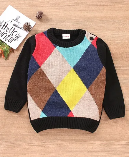 Babyhug Full Sleeves Sweater Color Block Design - Multicolor