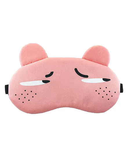 Jenna Dot Pink Cartoon Face Sleeping Eye Mask - Peach