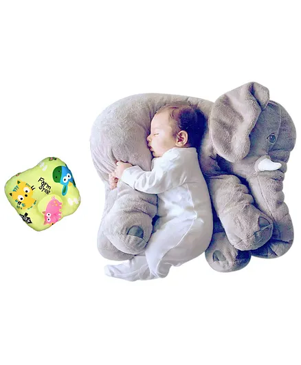 Little Innocents Fibre Filled Stuffed Elephant Baby Soft Toy Cum Pillow - Grey