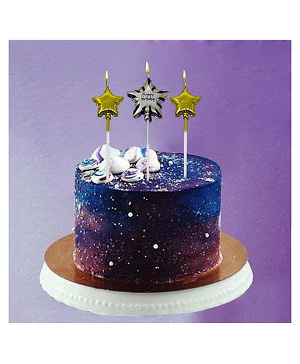 AMFIN (Pack of 3) Happy Birthday Decoration / Candles for Birthday Decoration / Happy birthday candles / Candles for Birthday - Blue