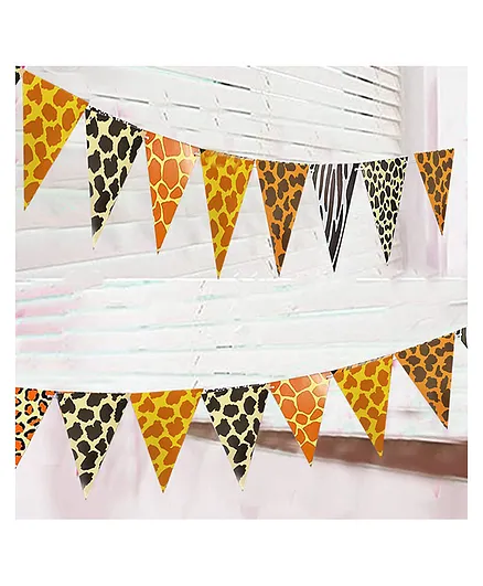 AMFIN Happy Birthday Banner Animal Theme Banner for Birthday Decoration Flag Banner Decoration -Multicolour - Length 16 cm