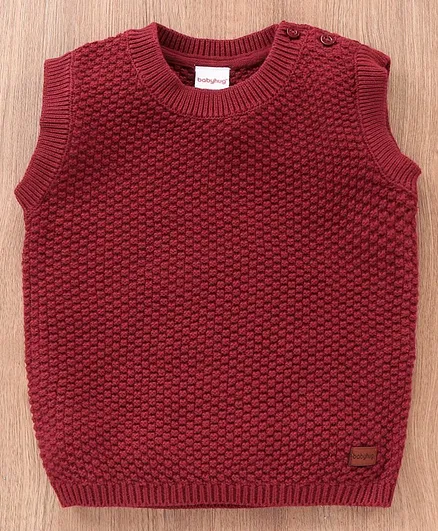Babyhug Sleeveless Sweater Solid- Red