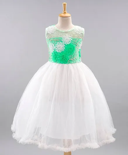 The KidShop Sleeveless Rosette Applique Detail Dress - Green