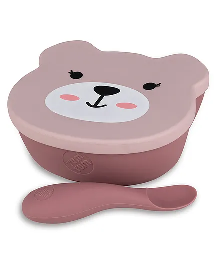TUM TUM Baby Suction Bowl With Silicon Lid - Pink