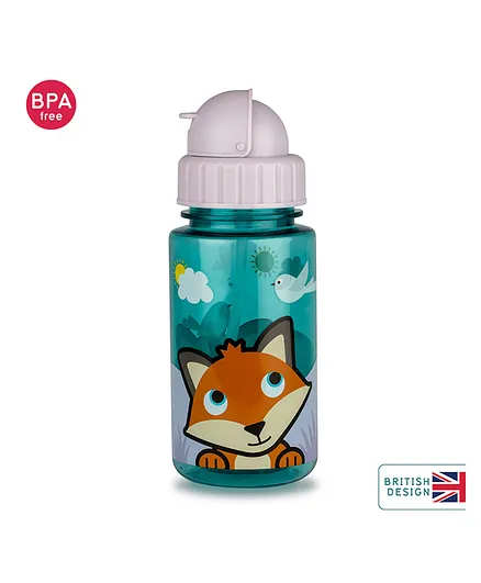 Tum Tum Flip Kids Water Bottle Fox Print Blue - 400 ml