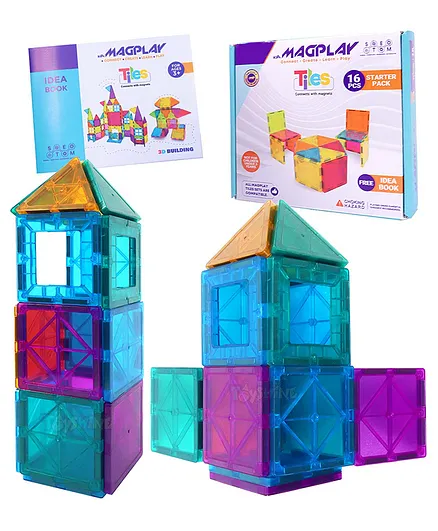 Toyshine Kids Magnet Toys Magnetic Tiles Magnetic Building Blocks Educational Toys - 16 Pieces