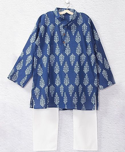 Kidcetra Printed Kurta Pajama Set - Blue