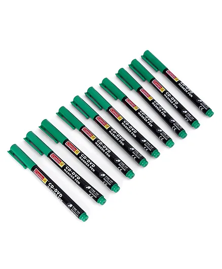 Camlin Kokuyo CD-DVD Marker Pen Green - 10 Pieces