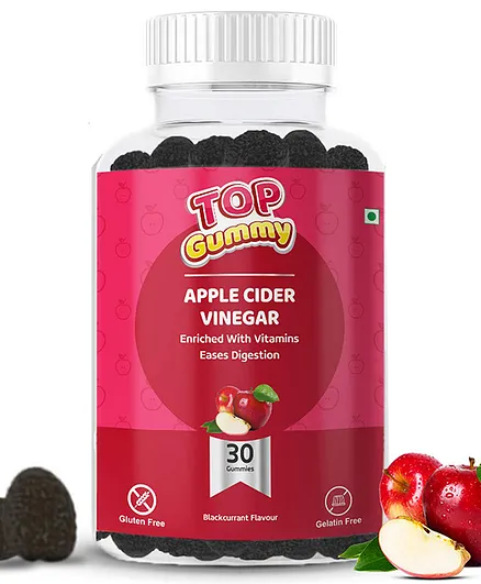 Top Gummy Blackcurrant Flavour Apple Cider Vinegar Enrich with Vitamins Eases Digestion - 30 Gummies