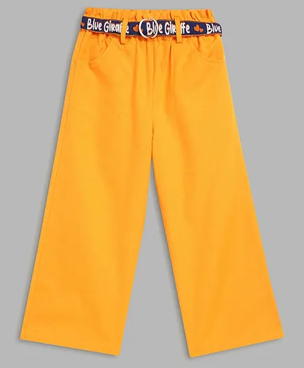 Blue Giraffe Girls Orange Solid Trouser - Orange