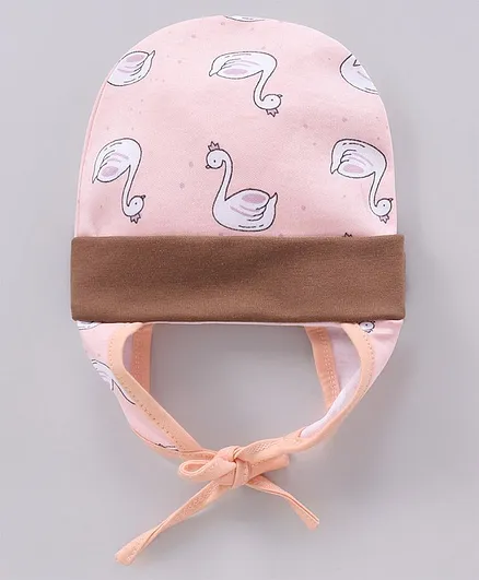 OHMS Baby Cap Duck Print Pink Brown - Diameter 10 cm