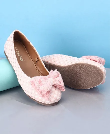 Pine Kids Belly Shoes Bow Applique - Pink