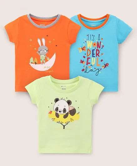 OHMS Half Sleeves Tops Multi Print Pack Of 3 - Multicolor