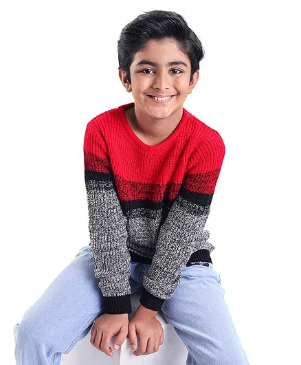 Pine Kids Color Block Full Sleeves Sweater - Multicolour
