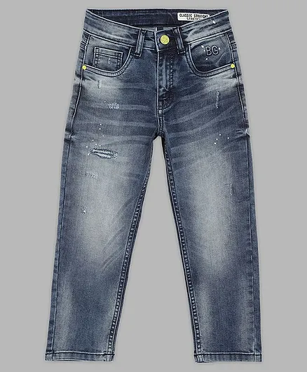 Blue Giraffe Solid Full Length Jeans - Blue