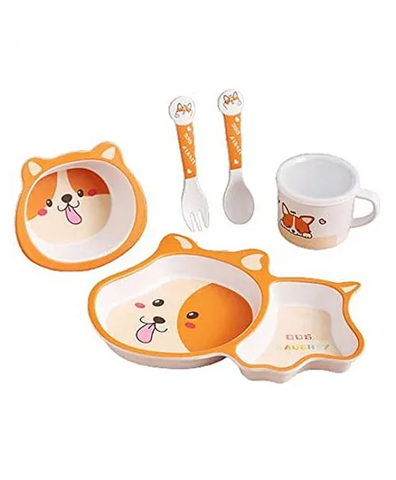 DHAWANI Puppy Shape Bamboo Dinnerware Set Pack of 5 - Multicolour