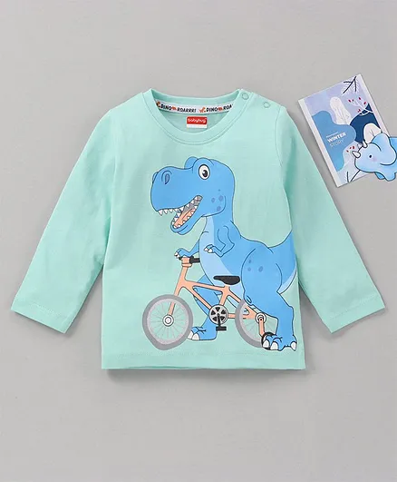 Babyhug Full Sleeves Cotton T-Shirt Dino Print - Blue